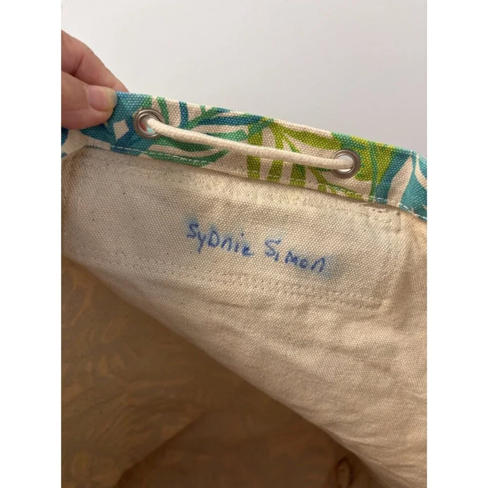 Baggu Drawstring Backpack Women's Medium botanical Canvas Cotton Bag Recycled